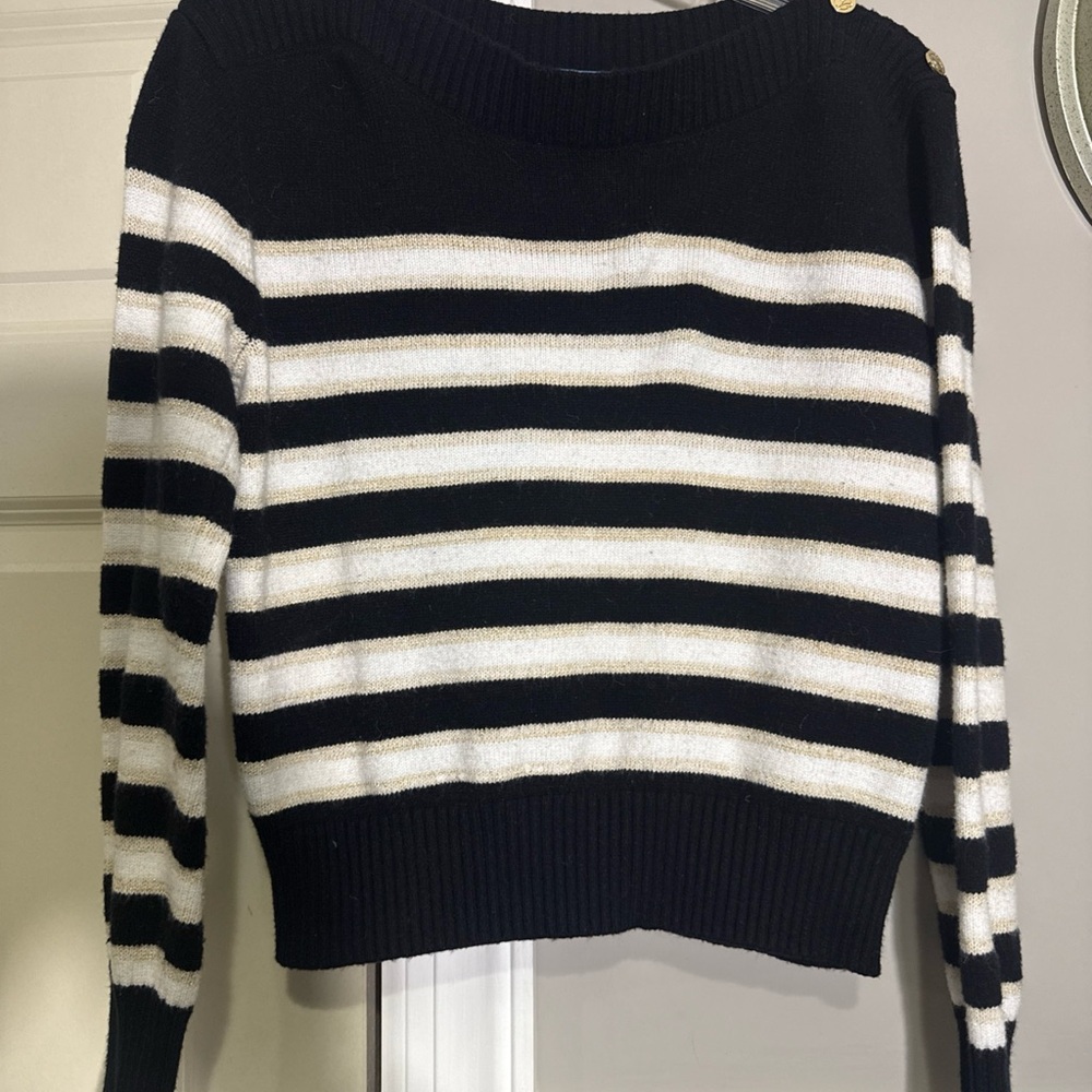 Draper James Black and White Striped Sweater - image 1